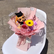R42* CONVOCATION BOUQUET with teddy and soap flowers