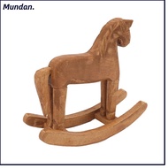 MUNDAN Wooden Rocking Horse Ornament, 7.48x7.09in light brown Tabletop Trojan Horse Decor, Pine Hors