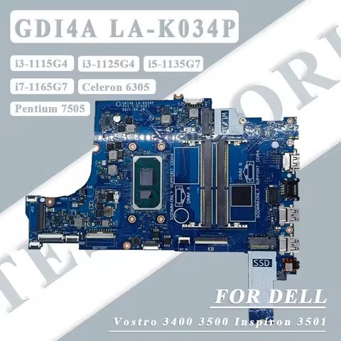 Laptop Motherboard For Dell Vostro 3400 3500 Inspiron 3501 i3/i5/i7-11th CPU 0FTXD9 0RHHD3 Notebook