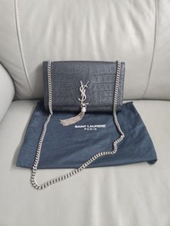 YSL - 90% new Saint Laurent Kate Medium Chain Bag with Tassel in Embossed Crocodile Shiny Leather（ 鱷