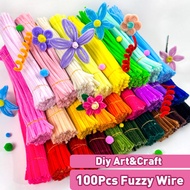 100Pcs Fuzzy Wire Chenille Stems Pipe Cleaner Craft Flower Bouquet DIY Children Handmade Craft Toy