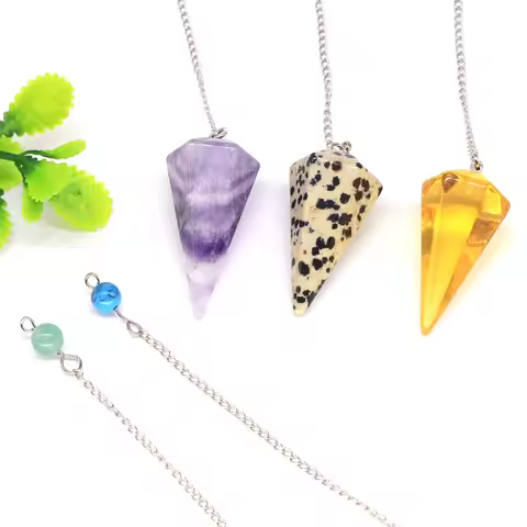 Natural Stone Healing Crystal Pendulum For Divination Dowsing Reiki Quartz Pendulo Jewelry Pendant W
