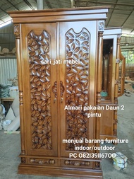 Almari pakaian 2 pintu jati Jepara Almari Daun 2 pintu jati Jepara Almari pakaian 2 pintu ukir jati