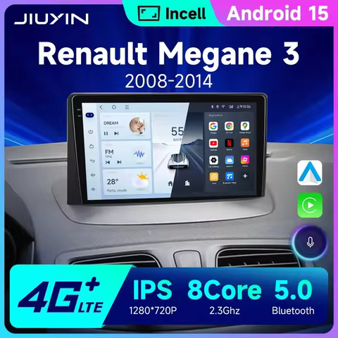 JIUYIN Carplay Radio For Renault Megane 3 Fluence Samsung SM3 2008 - 2014 Wireless Car Android Auto 