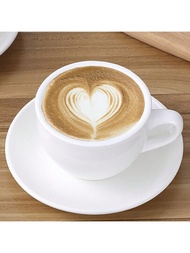 1入組咖啡杯和茶碟套裝，陶瓷咖啡杯，適用於咖啡師、咖啡店卡布奇諾拿鐵藝術杯(220ml/7.74oz)