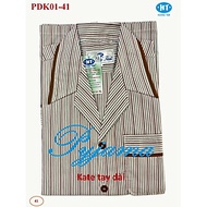 Bộ Pyjama HUONGTAM Kate tay dài nam cao cấp(PDK01N15). Chất liệu Kate loại tốt:  mềm mại, thoáng mát
