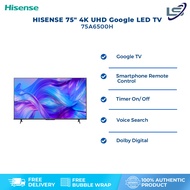 HISENSE 75" 4K UHD Google LED TV 75A6500H | Google TV | Dolby Digital | Voice Search | Smartphone Remote Control