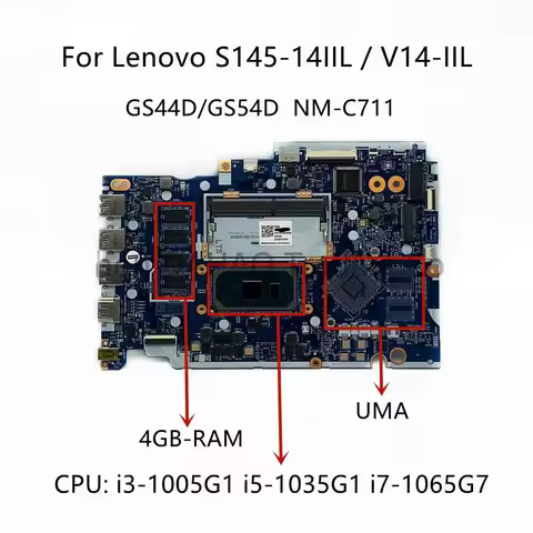 For Lenovo Ideapad S145-14IIL main board NM-C711 i3 i5 i7 CPU 4GB 5B20S43836-