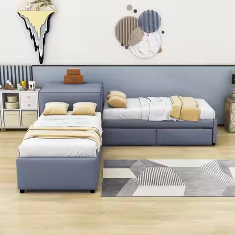 Minimalist Style Soft Cushion a Fold Out Bed Unpholstered Platform Bed Frame Sofa Divan Bed with Sto