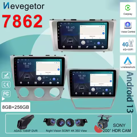 Android 13 QLED 2K Car Stereo Radio For Toyota Camry 6 XV40 2006-2011 GPS Navigation CarPlay DSP Hea