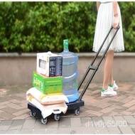 Foldable Small Trailer Trolley Platform Trolley Pull Goods Hand Buggy Household Convenient Luggage Trolley Trolley Carri