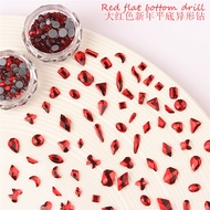 Manicure Jewelry Diamond Chinese Red Mini Small Red Special-Shaped Diamond Flat Bottom Diamond Round