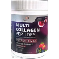 Multi-Effect Collagen Peptide Supplement, Berry Flavor, Type IIIIIIVV, Support Hair and Nails Health