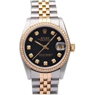Rolex Women's Clothing Log Type 18K Gold Black Dial Diamond Automatic Mechanical Watch Ladies 68273 Rolex
