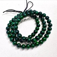 天然翡翠A玉．深綠花青玉珠項鏈