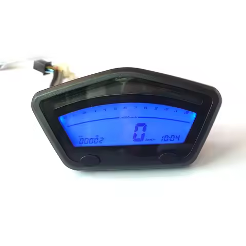 10000 RMP Universal Motorcycle LCD Digital Temperature Meter Oil Gauge Odometer Speed Can Adjustable