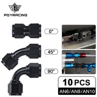 10 PCS Universal 0 45 90 Degree AN6 AN8 AN10 Female to AN6 AN8 AN10 Female Hydraulic hose Elbow Oil 