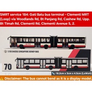 1:110 scale Singapore Bendy bus model (O405G Hispano Habit) service 184