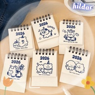 HILDAR 2026 Desk Calendar, Portable Mini Coil Calendar,  Cartoon Calendar Plan Book Desktop Ornament