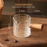 Bình Đựng Sữa Tay Cầm Gỗ cho Cà Phê Espresso