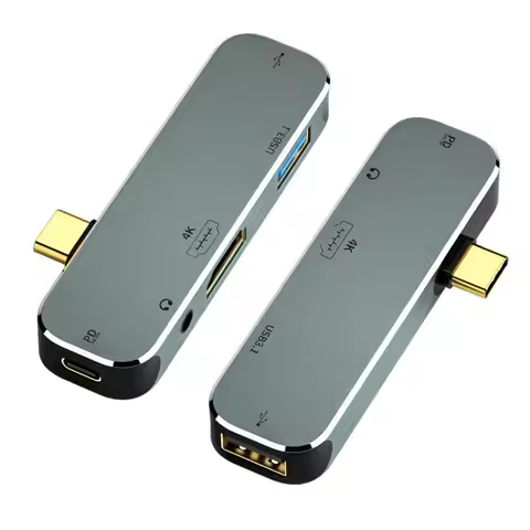 Type-C to HDMI Adapter Converter 5 in 1 Type-C Hub 3.55mm Jack PD100W USB3.0/USB2.0/USB3.1 HDMI-Comp