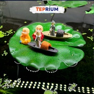 Floating Fake Lotus Leaves, Old Man Sitting in Lotus Leaves, Cat Sitting in Lotus Leaves, Aquarium D