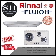 Rinnai RH-S95A-SSVR Slimline Hood Super Sleek Design + Fujioh FH-GS5035 SVSS Stainless Steel Gas Hob With 3 Different Burner Size BUNDLE DEAL - FREE DELIVERY