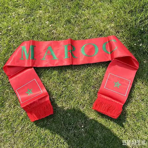 Z-ONE FLAG 2026 14x135cm Morocco Scarf Double-sided Printed Satin Morocco Flag Scarf Tassels Suitabl