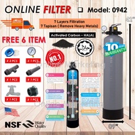 Waterman Sand Outdoor water Filter 09" x 42" FRP / Penapis Air Bersih Rumah 7 Layer Lapisan / Halal 