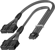 Fasgear PCI-e 5.0 Extension Cable,16Pin(12+4) Male to PCI-E 5.0 4x8(6+2)Pin Female Sleeved Extension