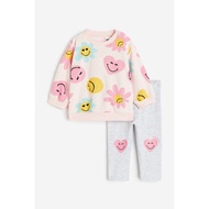 H&M | ชุด 2 ชิ้นเด็กหญิงอ่อนวัย คอปก สปริง พรินท์ดอกไม้