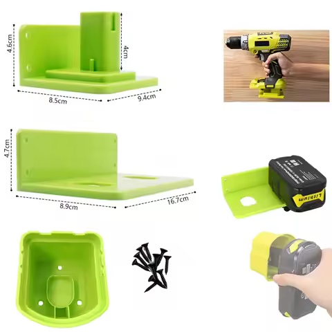 Battery and Tool Holder Wall Mount for Ryobi 18V Lithium Battery Power Tool Drill Storage Hangers Sh