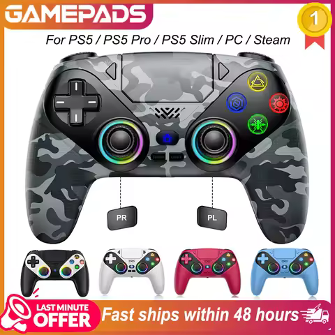 For Playstation 5 Wireless Controller,RGB Light Gamepad, With Turbo Dual Sense Vibrate Programming G