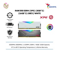 ADATA RAM D50 DDR4 3200/ 3600MHz 16GB/ 32GB (XPG) (8GB*2) (16GB*2) Grey/ White