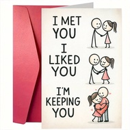 1pc Creative Valentine's Day Greeting Card, Theme: "I've Met You, I Like You, I Want To Have You", W