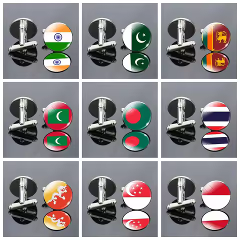 South Asia Flag Cufflinks Southeast Asia Cufflink India Pakistan Sri Lanka Indonesia Singapore Flag 