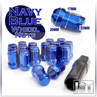 16PCs Navy Blue Nut Wheel Tyre Rim Lock Nat Nuts Kereta Tire Tayar Biru Thread Myvi BLM Saga Wira Al