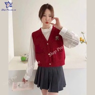 Women's Basic V-Neck Wool Vest with Lovely Rabbit Bow QC Shop Pro GL39K