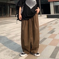 INS Brown Loose Wide-Leg Pants Men's Extra Large Straight Cargo Pants plus Size Tappered Harem Pants Casual Trousers