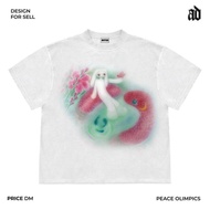 เสื้อยืดแขนสั้นทรงหลวมสไตล์ฤดูร้อนสำหรับนักเรียน Mottled Designer Studio ดีไซน์เนอร์ INS ดีไซน์เรียบ