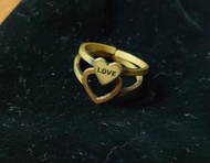 二手 心連心2合1銅色LOVE戒指 可調整尺寸（日本製）