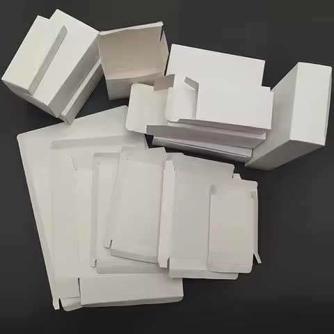 50pcs/lot Small White Cardpaper Boxes Wholesale Neutral Flat White Cardboard Flat Folding White Pack