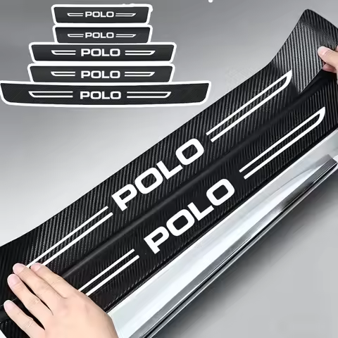 Car Door Sill Protector Plate Rear Trunk Bumper Guard Threshold Sticker for Volkswagen VW POLO Logo 
