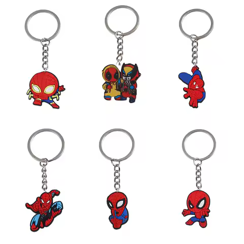 MINISO Marvel Deadpool & Wolverine Anime Cartoon Enamel Keychain Creative Cute Pendant Key Ring Back