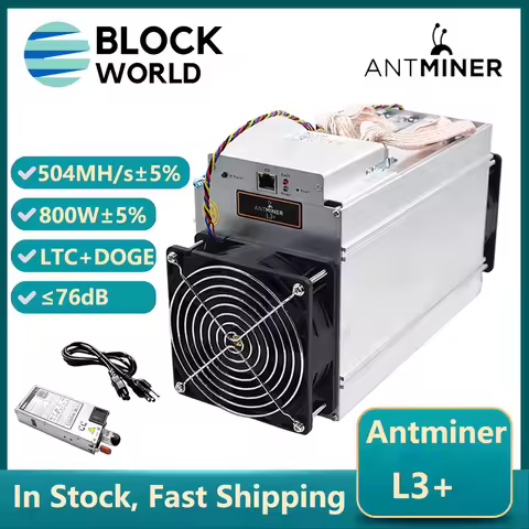 ANTMINER L3+( With PSU )Scrypt Litecoin Miner 504MH/s Crypto LTC Doge Coin Mining Rig ASIC LTC Miner