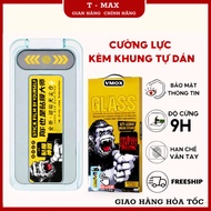 VMOX full screen self-vacuuming support frame tempered glass for Iphone 17 Promax 16 15 14 13 12 11 