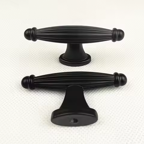 Zinc Alloy Black Cabinet Handles American Style Kitchen Cupboard Door Pulls Drawer Knobs Fashion Fur