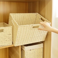 Bakul Rotan Organizer Rattan Basket Woven Storage Box Desktop Toy Sundries Container With Cloth For 
