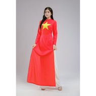 TAA0409 Red Yellow Star Ao Dai - Women (Dress), Yellow Star Ao Dai, Women's Ao Dai