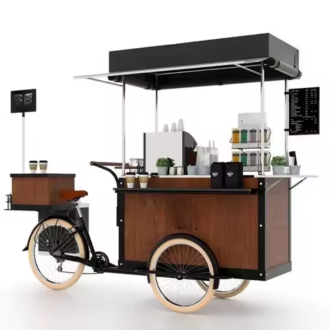 Customizable three-wheeled stall bicycle snack mall Golden Street coffee cart upside down donkey nig